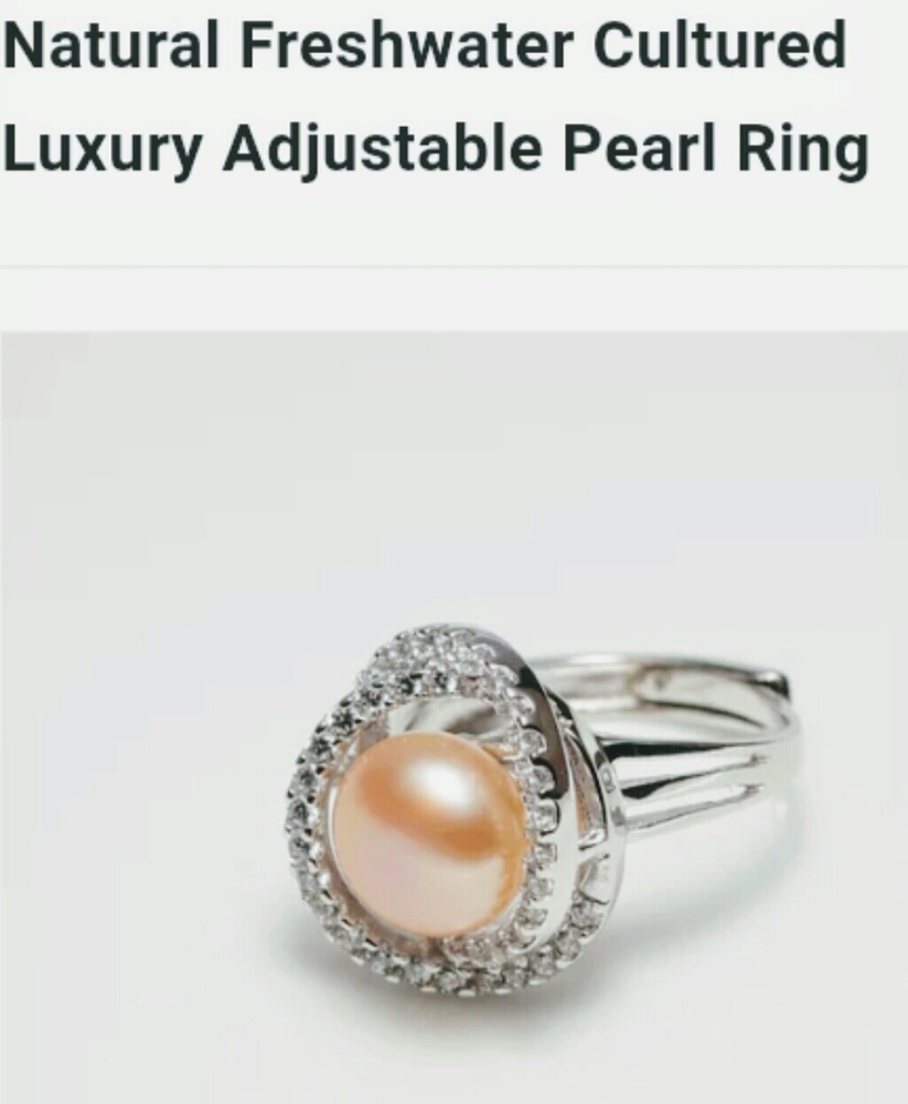 .925 sterling gold champagne pearl ring